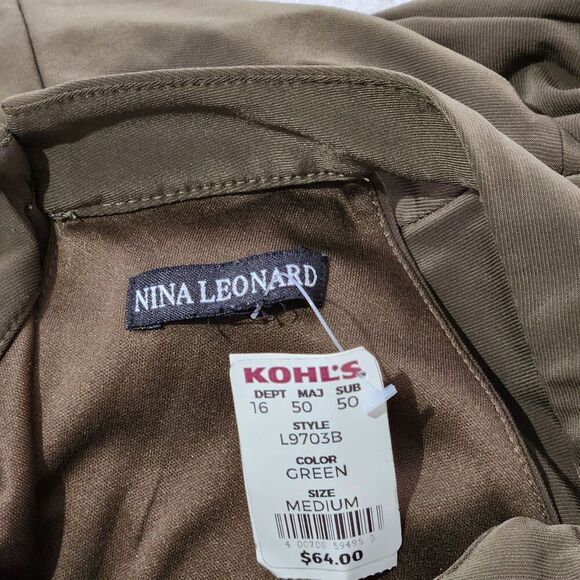 Nina Leonard Jumpsuit For Women Size Medium Wide Leg Olive Green Color With Zip - Picture 13 of 15